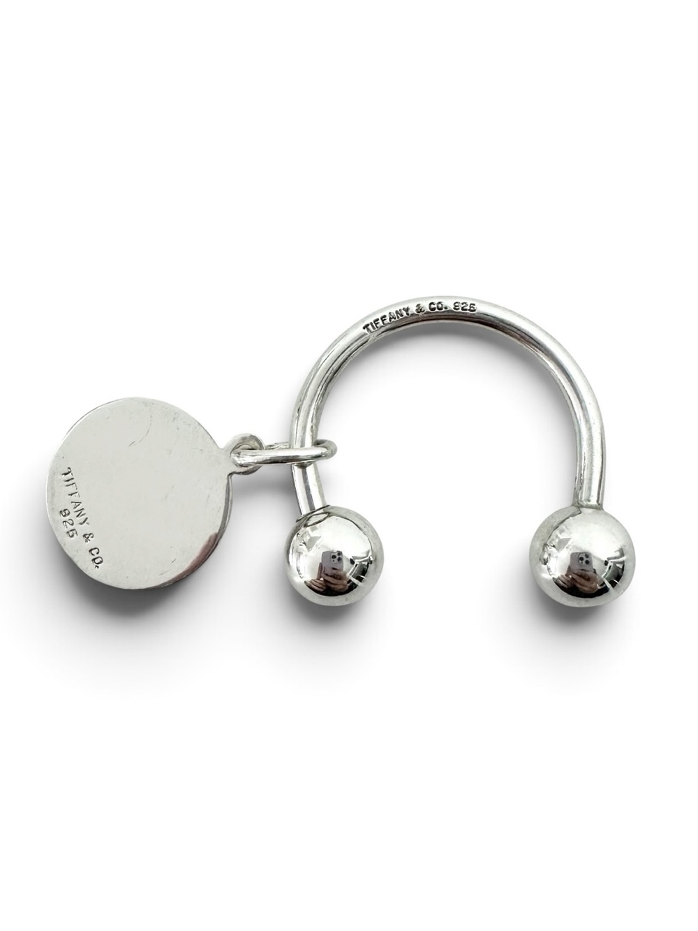 Tiffany & Co. Engraved 925 Silver Ball Keychain with Charm Tag